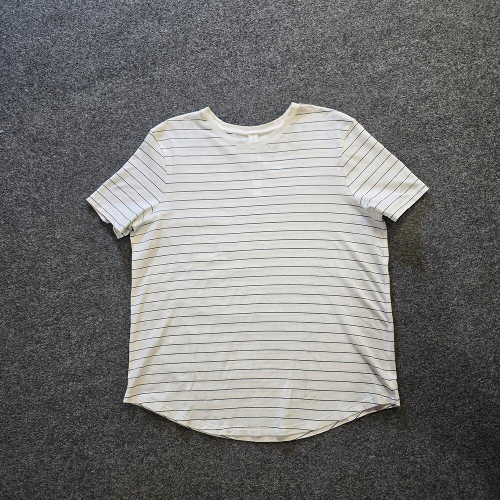 Lululemon Top Womens Size 10 White Striped Love Tee Crew Neck Minimal Casual